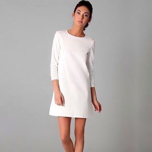Tibi Carnaby Knit Dress White Shift 3/4 Sleeve S/6